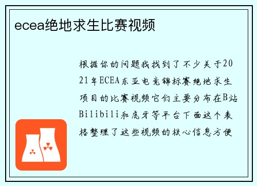 ecea绝地求生比赛视频